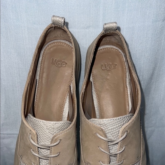 UGG Australia Marji Snake Leather Oxford Flat Shoes Women's - Picture 4 of 6
